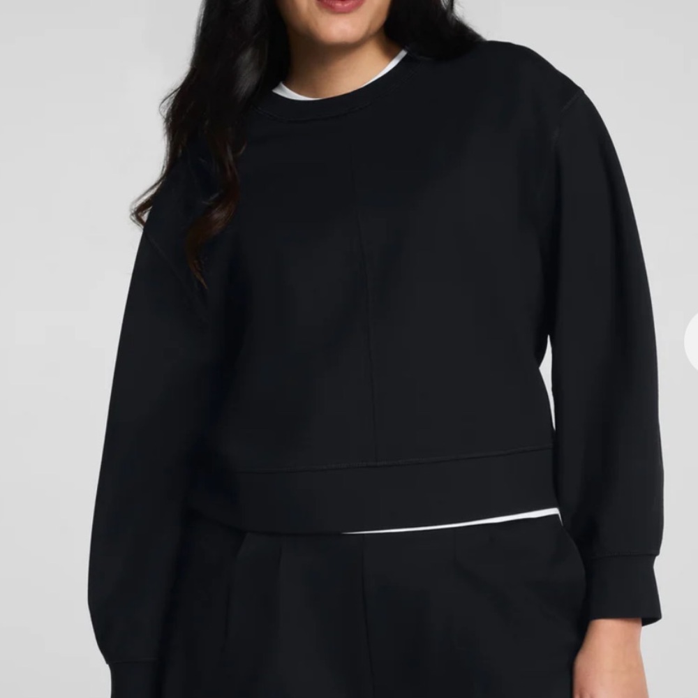 SPANX Ponte Crewneck Long Sleeve Top Black NWT Size Medium
